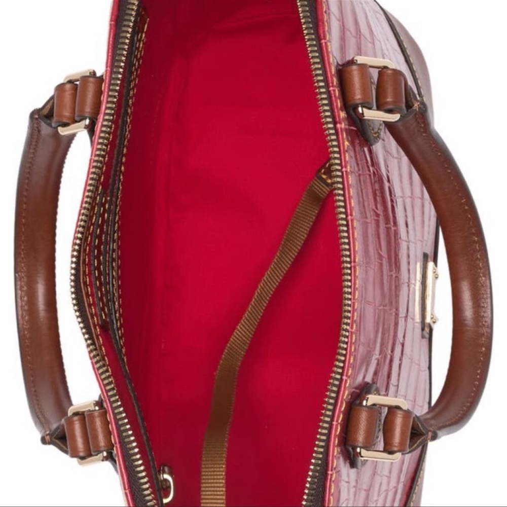 Dooney & Bourke Red and Brown Embossed Satchel - Picture 4 of 5